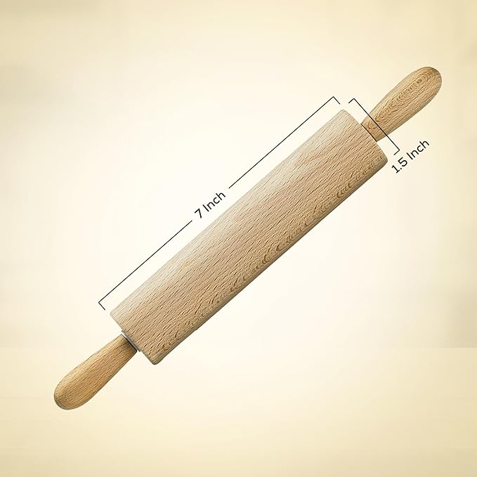 Mrs. Anderson's Baking Children’s Classic Wooden Rolling Pin, German Beechwood With Steel Ball Bearings, 7-Inch x 1.5-Inch, Smooth Effortless Rolling For Dough And Pastry - Image 2