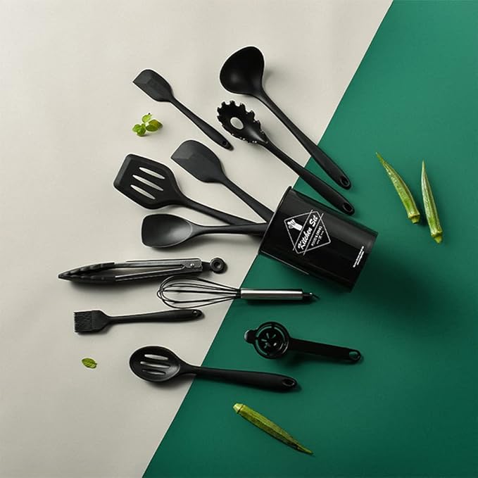 Pranski Kitchen Utensils Set-12 Pieces Silicone Cooking Utensils Set Dishwasher Safe 392°F Heat Resistant Spatula Set Nonstick Cookware - Image 8