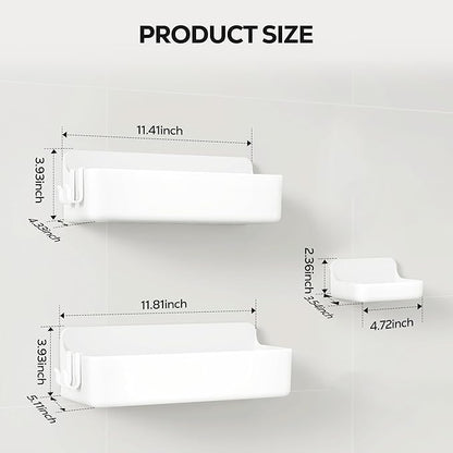 Nieifi Adhesive Wall Shelf, Shower Shelves, Shower Organizer for Bathroom Organization (White, 3 pieces)