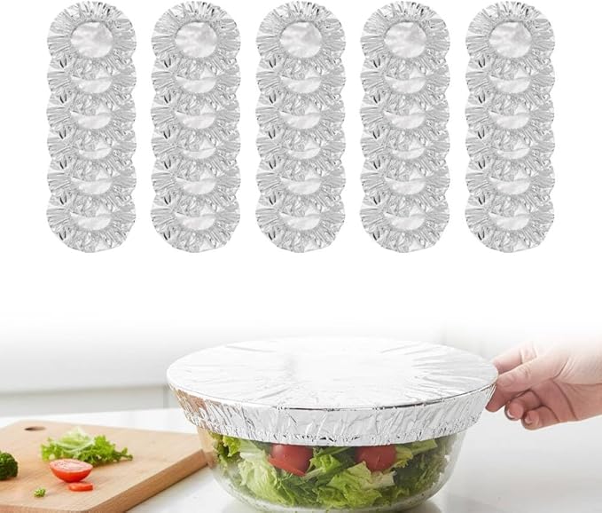 Reusable Aluminum Foil Food Covers: Heat-Insulating, Freshness-Preserving, Flexible Kitchen Lids for Meal Prep, Baking, and Food Storage (30) by Unknown
