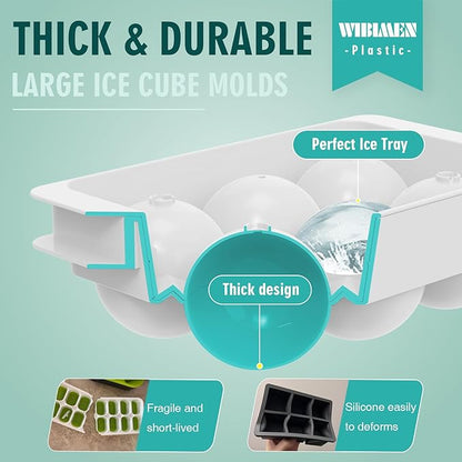 WIBIMEN Large Ice Cube Molds, Big Round Whiskey Ice Cube Trays for Freezer, Easy to Fill & Release, Whiskey Bourbon Cocktail(1.9In*6 Balls- White/2 Pack) - Image 5