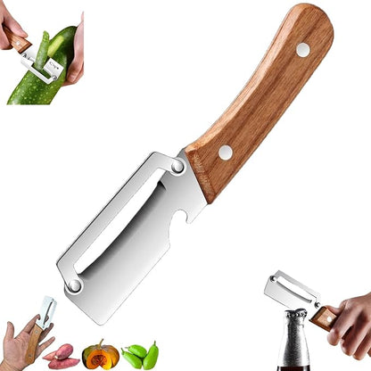 Premium Vegetable Peeler with Wooden Handle and Bottle Opener, Multi Functional Vegetable Peeler for Kitchen, Stainless Steel Blade Kitchen Tool for Vegetables or Fruits That Need to Be Peeled(1PCS) by Unknown