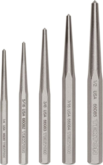 TEKTON Center Punch Set, 5-Piece (1/4-1/2 in.) | PNC95002 | Made in USA