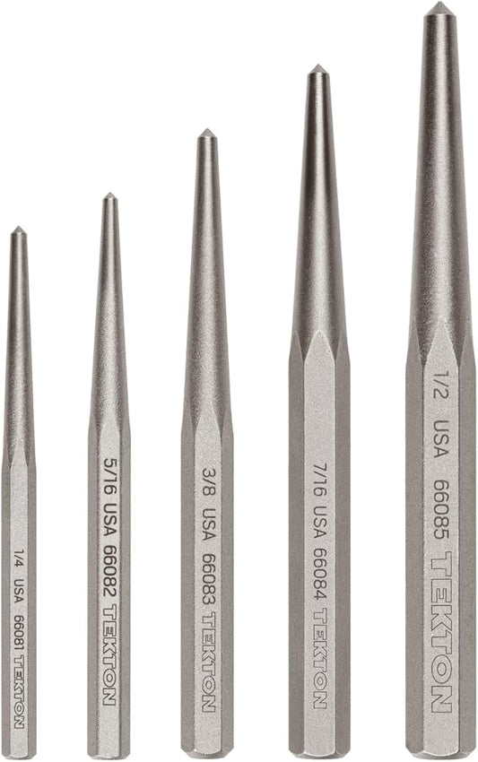 TEKTON Center Punch Set, 5-Piece (1/4-1/2 in.) | PNC95002 | Made in USA