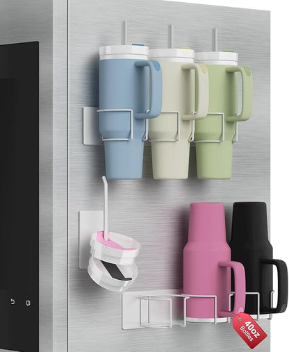 Magnetic Stanley Cup Holder for Refrigerator, Water Bottle Organizer for Stanley 40 oz with Tumbler Lid Organizer, Kitchen Pantry Organizers and Storage for Stanley Cup Accessories
