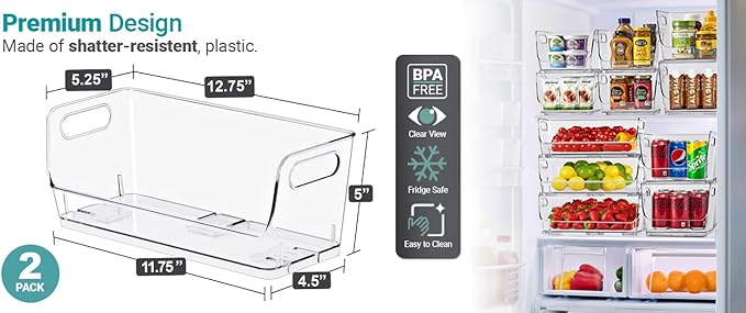 Sorbus Stackable Storage Bins Open Front, Clear Stackable Storage Bins, Pantry Bins for Storage and Organization, Acrylic Stackable Bins for Kitchen, Clear Pantry Organizer Bins (Small Wide 2 Pack) - Image 8
