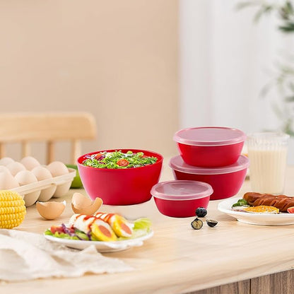 4-Piece Classic Plastic Prep Bowls with Lids, Nesting Plastic Small Mixing Bowl Set for Mixing, Baking, Prepping, Cooking and Serving Food, Microwave and Dishwasher Safe - Image 6