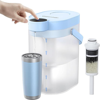 Waterdrop ED06B Electric Water Filter Pitcher, FreshTaste Rechargeable Dispenser, 17-Cup Instant Countertop Purifier, Reduce Chlorine, Lead, Copper, Purify, Soften Water, Does not Lower TDS, Blue