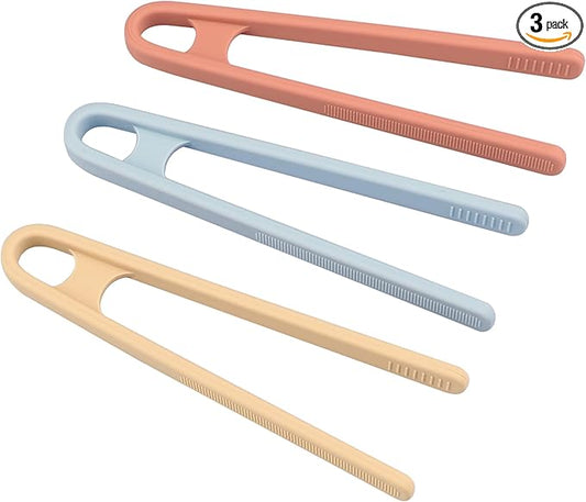 3 Pcs Silicone Mini Tongs 5.5 Inch 3 Colors Small Toddler Tongs, Silicone Toddler Tong for Fine Motor Skills Preschool Sensory Toys and Accessories