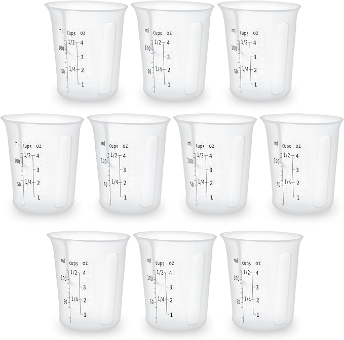 Silicone Measuring Cups Set 10Pcs 125ml for Cooking Reusable Baking Supplies Silicone Flexible Melting Measure Cup for Butter, Chocolate