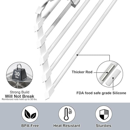 HANZENMA Triangular Sink Rack, Multi-Functional Rack Above the countertop, Foldable Sink Drying mat, Heat-Resistant, Non-Slip, and Rust-Proof Dish Rack (White) - Image 4