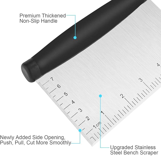 UUBAAR Bench Scraper & Chopper - 6 Inch Stainless Steel Dough Cutter with Contoured Grip, Multi-Purpose Kitchen Tool for Baking Cooking, Food Scraper Chopper & Pastry Knife - Image 3