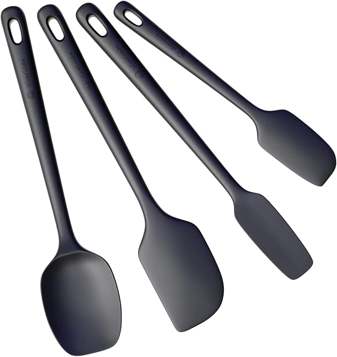 ChefAide 4 Pieces Silicone Spatula Set, Food Grade Rubber Spatula, Upgrade Strong Handle with Ergonomic Grip, Heat Resistant Up to 600°F for Nonstick Cookware, Cooking Baking Mixing by ChefAide