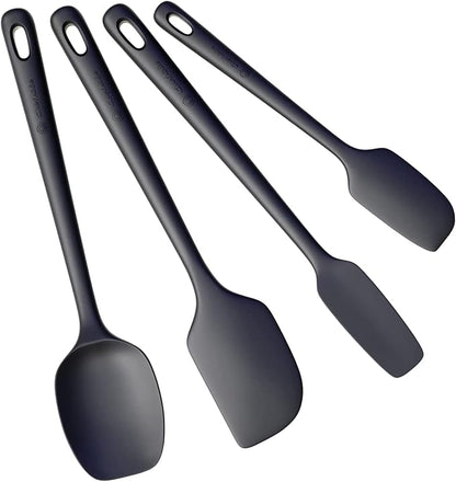 ChefAide 4 Pieces Silicone Spatula Set, Food Grade Rubber Spatula, Upgrade Strong Handle with Ergonomic Grip, Heat Resistant Up to 600°F for Nonstick Cookware, Cooking Baking Mixing by ChefAide