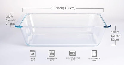 Deep Clear Glass Baking Dish, Rectangular Tempered Glass Baking Pan, The Larger casserole dish. -3.5 Liter