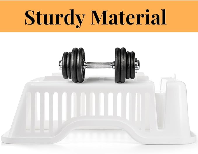 Noamus 2-Piece Plastic Dish Drying Rack, Heavy Duty Sink Set Dish Rack, White Large Drainer with Attached Drainboard Utensil Cup Holders for Home Kitchen Counter Top Organizers - Image 4