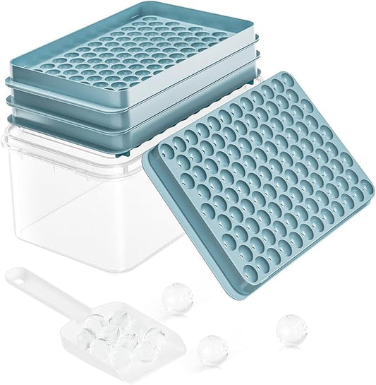 Ice Cube Trays for Freezer - Mini Round Ice Trays for Freezer with Lid and Bin, Small Tiny Crushed Nugget Freezer Trays for Chilling Drinks and Food Fresh by DclobTop
