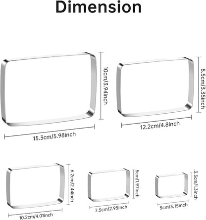 Rectangle Round Corner Cookie Cutters Egg Biscuit for Kids DIY Lunchbox Bento Box Fruit Vegetable Sandwich Cutters for Baking, Pack of 5