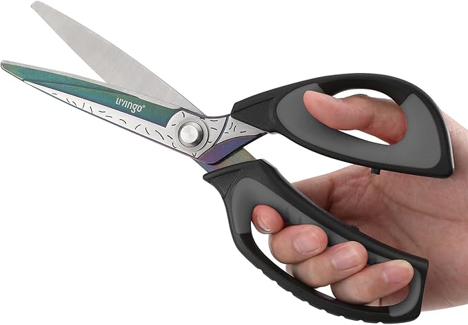 LIVINGO Heavy Duty Industrial Scissors: 10" Utility Stainless Steel Sharp Scissors all Purpose Premium Titanium Coating Forged Shop Shears for Household Pruning, Gardening, Construction, Black & Grey - Image 3