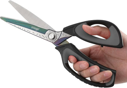 LIVINGO Heavy Duty Industrial Scissors: 10" Utility Stainless Steel Sharp Scissors all Purpose Premium Titanium Coating Forged Shop Shears for Household Pruning, Gardening, Construction, Black & Grey - Image 3