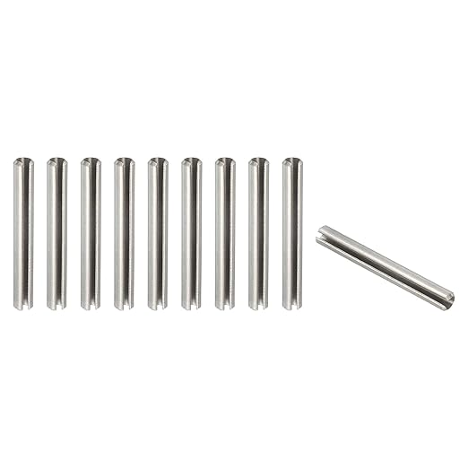 PATIKIL Slotted Spring Pin, 10 Pcs 1/4" x 2" (6.35mm x 50mm) 304 Stainless Steel Split Roll Pins Spring Dowel for Home Improvement Automotive Machine Repair, Silver