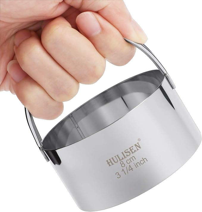 HULISEN Biscuit Cutter Set (5 Pieces/Set), Round Cookies Cutter with Handle, Professional Baking Dough Tools, Gift Package - Image 2