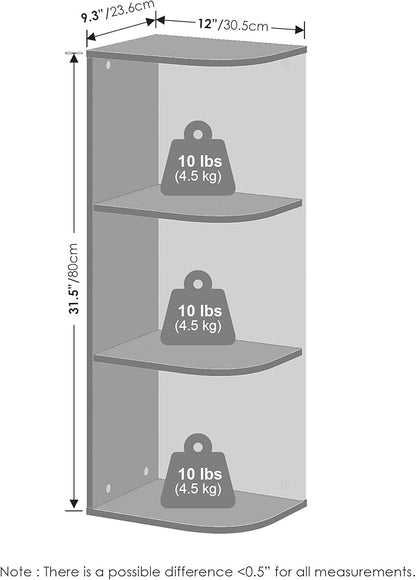 Furinno Reed Corner Shelf, 3-Tier Corner Bookshelf, Book Shelf, Corner Shelves, Storage Rack, for Organization and Storage, Home Office, Living Room, Blackwood