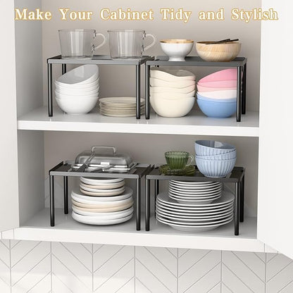 Cabinet Organizer Shelf, 2 Tier Kitchen Cabinet Organizer with Stackable Cabinet Shelves for Kitchen Countertop Storage, Metal Kitchen Shelf Organizer for Spice, Pantry & Under Sink - Image 5