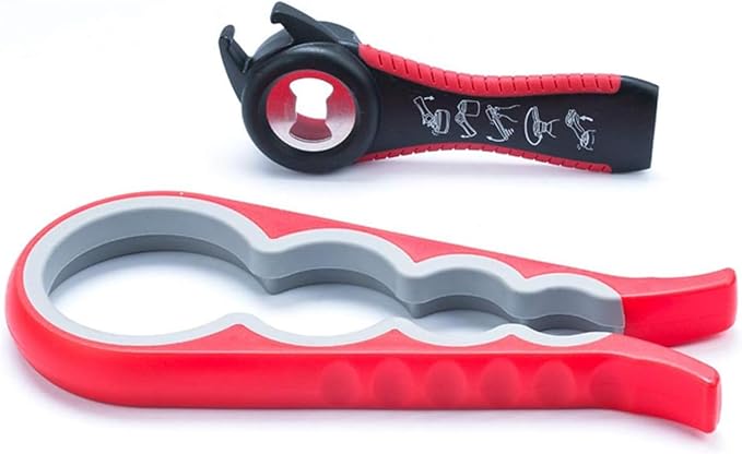 Jar Opener for Seniors with Arthritis,Jar Opener for Weak Hands,5-in-1 Bottle Opener,4-in-1 Can Opener… (Red) - Image 4