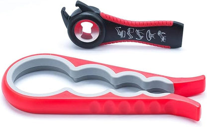 Jar Opener for Seniors with Arthritis,Jar Opener for Weak Hands,5-in-1 Bottle Opener,4-in-1 Can Opener… (Red) - Image 4