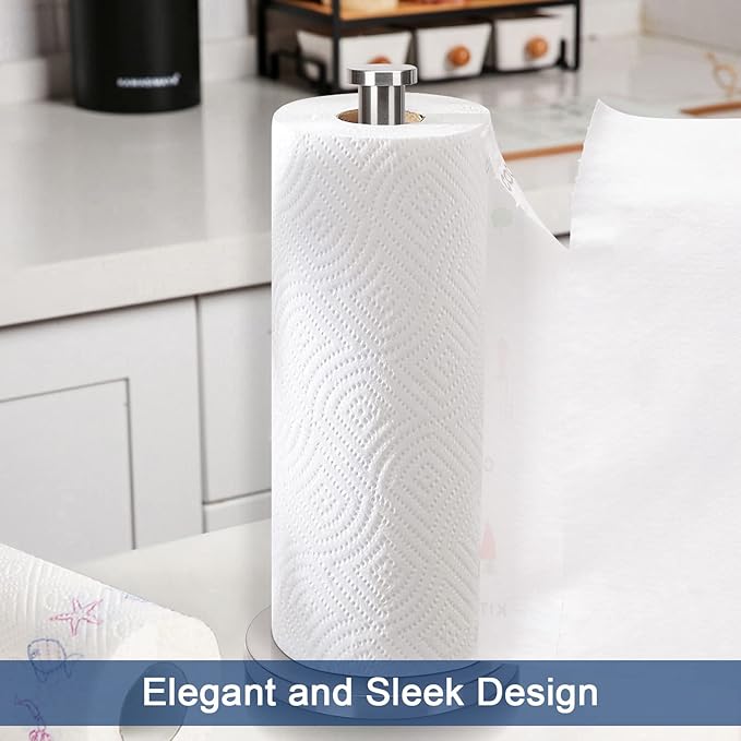 NearMoon Standing Paper Towel Holder, Kitchen Paper Towel Tissue Holder- for Bathroom Countertop, Standard or Jumbo-Sized Roll Paper (with Stainless Steel Base, Brushed Nickel) - Image 6