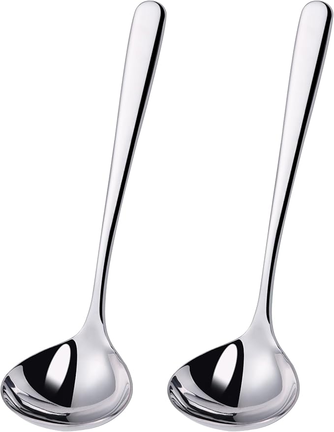 2 oz. Soup Ladles SUS304 Stainless Steel Gravy Ladle for Serving,9.5 Inch Sauce Ladel Spoon(Silver)(Set of 2) by Mafier