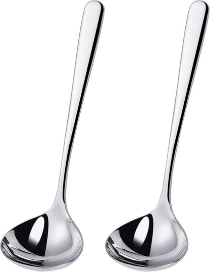 2 oz. Soup Ladles SUS304 Stainless Steel Gravy Ladle for Serving,9.5 Inch Sauce Ladel Spoon(Silver)(Set of 2) by Mafier