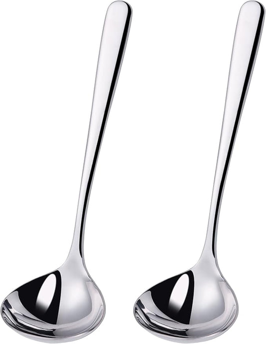 2 oz. Soup Ladles SUS304 Stainless Steel Gravy Ladle for Serving,9.5 Inch Sauce Ladel Spoon(Silver)(Set of 2) by Mafier