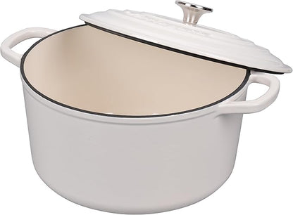 VORRINGARD Enameled Cast Iron Dutch Oven Pot with Lid, for Sourdough Bread Baking, Round Dutch Ovens, 6 Quart, White - Image 5