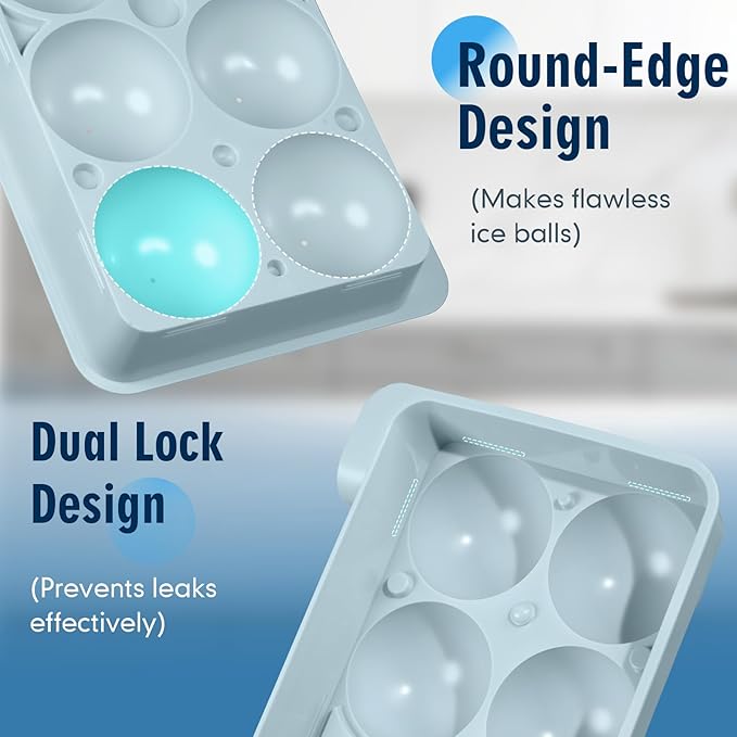Large Ice Ball Maker Mold, 2.5" Round Ice Cube Mold for Whiskey Bourbon Cocktail, 8 Balls, Sphere Ice Mold, Big Ice Cube Tray with Container and Tongs, Easy to Fill & Release - Image 7
