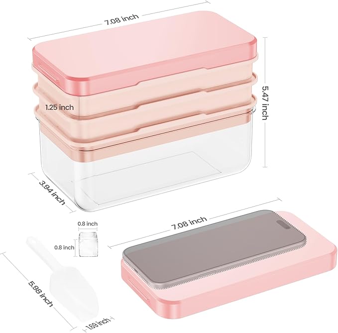 PHINOX Ice Cube Tray with Lid and Bin, 3 Pack Plastic Ice Cube Tray Molds, 84 pcs Ice Trays for freezer, Chilling Drinks, Whiskey & Cocktails, with Ice Container and Ice Scoop, BPA-Free - Image 3