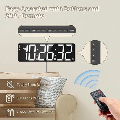 VOCOO 15.7" Large Digital Wall Timer with 99H Countdown, Count Up, Clock and Remote Control, 18 Colors RGB Wall Clock for Office, Home Decor, Kitchen, Living Room, Gym, Classroom