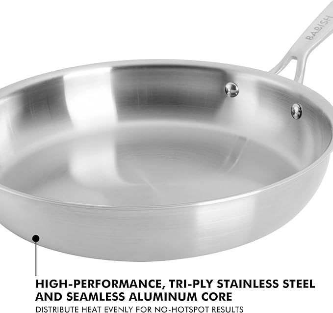 Babish 10-Inch Tri-Ply Stainless Steel Frying Pan – Professional Grade Skillet for Searing, Sautéing & Everyday Cooking - Image 2