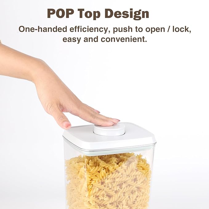 Melovom 8 Pcs Pop Food Storage Containers Airtight Food Storage Containers Set with Lids Kitchen Pantry Organization and Storage, 3.4Qt, 2.8Qt, 2.1Qt, 1.2Qt - Image 2