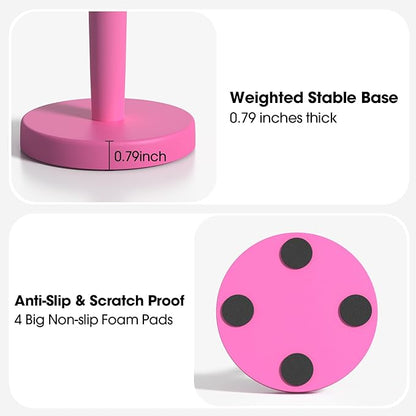 KitchLife Wooden Paper Towel Holder Countertop - Solid Freestanding Paper Towel Dispenser Stand with Anti-Skid Base (Hot Pink) - Image 3