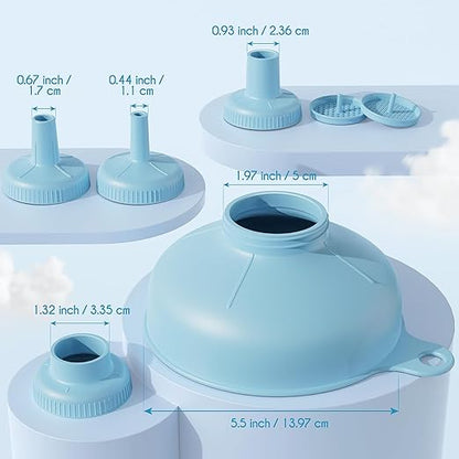 Pisol Wide Mouth Versatile Funnel, Canning Funnels for Kitchen Use, Food Grade Plastic Cooking Funnel Set with 4 Size Spouts and 2 Strainers for Filling Different Bottles and Bags, Blue - Image 7