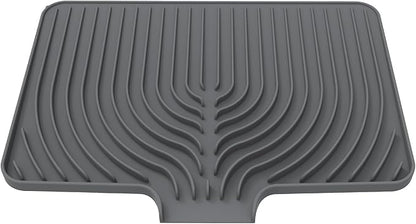 JACZZO Silicone Dish Drying Mat for Kitchen Counter, 19.7" x 17.2" Large Drying Mat with Built-in Drain Lip, Heat Resistant Countertop Protector Pad, Fast Drying & Easy Clean, Grey - Image 8