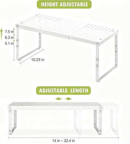 RUILALIFE Expandable Cabinet Organizer Shelf With Adjustable Height, Stackable Kitchen Countertop Organizer Rack, Adjustable Shelf Riser For Kitchen Counter, Pantry, Cupboard, Desk, Tabletop