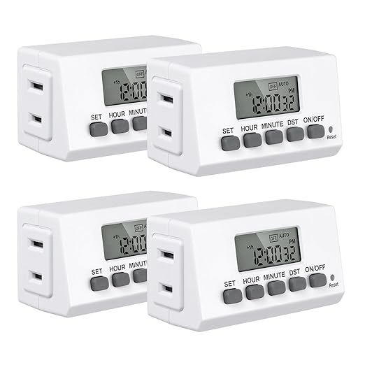 BN-LINK Indoor Digital Timer Outlet,24 Hour Light Timer Easy Programmable,Mini 2 Prong Plug in Timers for Electrical Outlets,Lamps,Fans,2 On/Off Programs,2 Pack,15A/1875W, ETL Listed, 4 Pack