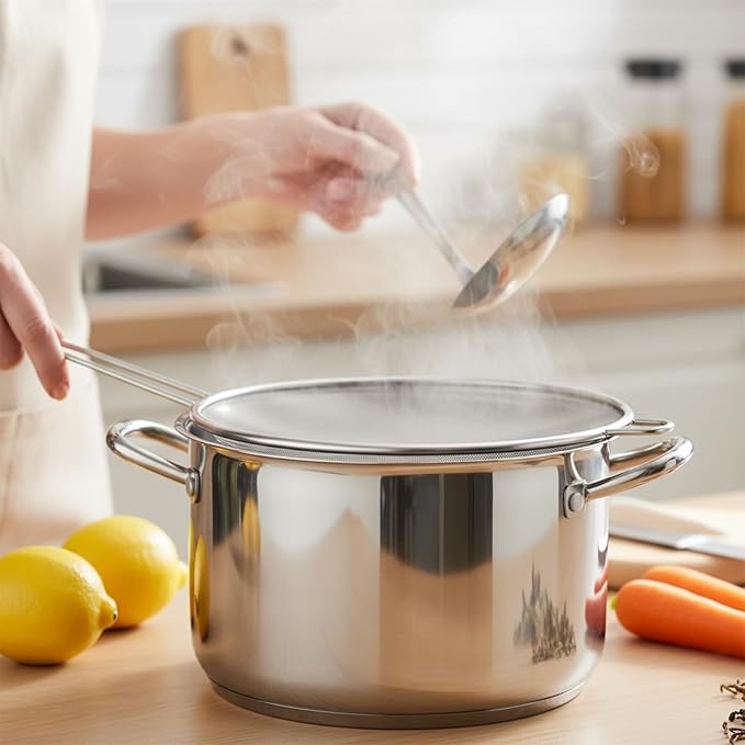 7.5 in Grease Splatter Guard Stainless Steel Splatter Guard for Frying Pan Oil Splatter-Screen with Comfortable Grip Handle and Ultra Fine Mesh (Diameter 19 cm,Handle 14.3cm) - Image 6
