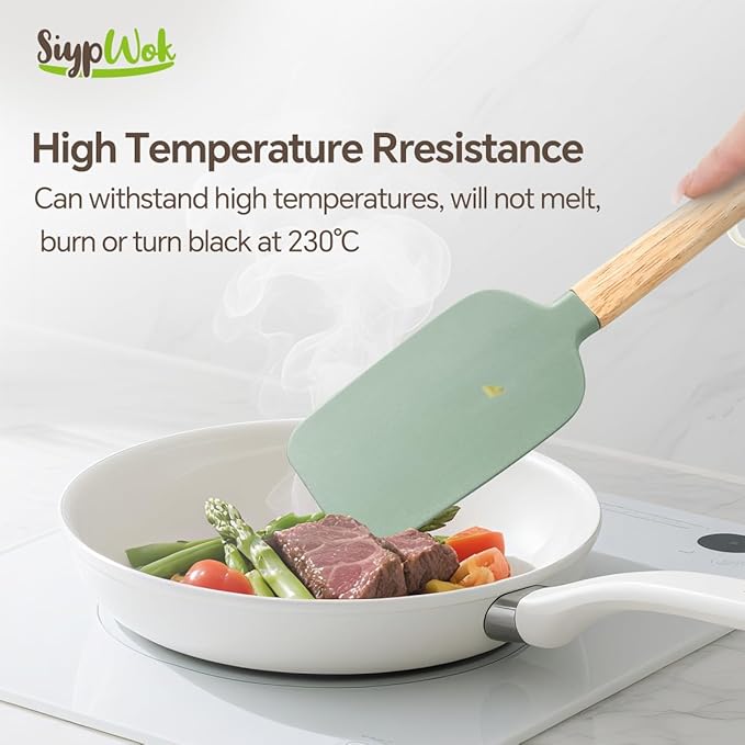 Silicone Spatula Set, Food Grade Rubber Spatula-4 Piece Nonstick Rubber Spatulas, Spoonula, Jar Scraper for Cooking, Baking, Mixing, Frosting - Heat Resistant Up to 600°F (4 Pcs Spatula Green) - Image 3