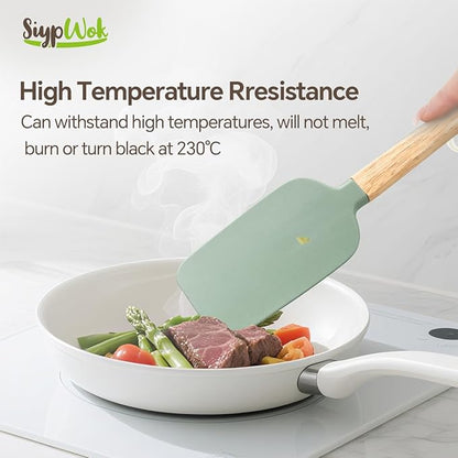 Silicone Spatula Set, Food Grade Rubber Spatula-4 Piece Nonstick Rubber Spatulas, Spoonula, Jar Scraper for Cooking, Baking, Mixing, Frosting - Heat Resistant Up to 600°F (4 Pcs Spatula Green) - Image 3