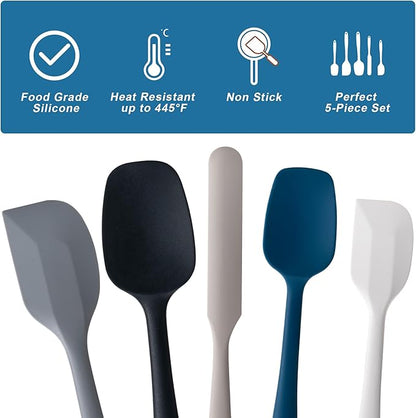 Silicone Spatula Set, 5 Piece Food Grade Rubber Spatulas for Baking, Cooking, and Mixing High Heat Resistant Non Stick Dishwasher Safe BPA-Free (Multicolor2) - Image 3
