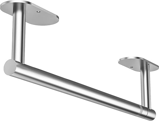 Paper Towel Holder Under Cabinet, Self Adhesive or Wall Mounted SUS304 Stainless Steel Paper Towel Holder for Kitchen, Bathroom, Farmhouse, Barbecue and Laundry (Silver) by WZKALY
